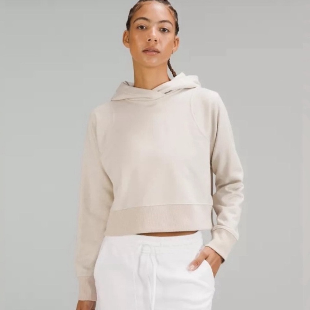 New Lululemon Loungeful Cropped Hoodie Spark 4 Beige Gold Bone Sweatshirt Crop - Picture 6 of 16
